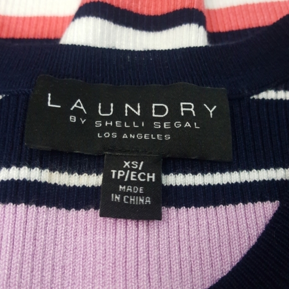 Laundry by Shelli Segal black striped ribbed tank - Picture 6 of 7